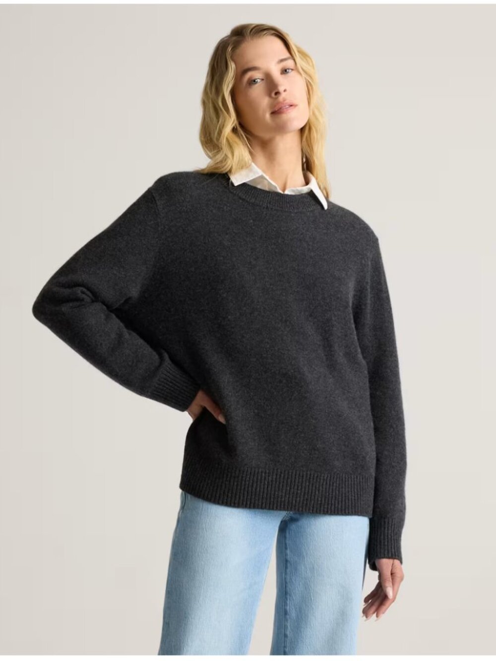 Quince Mongolian Cashmere Oversized Crew Neck Sweater